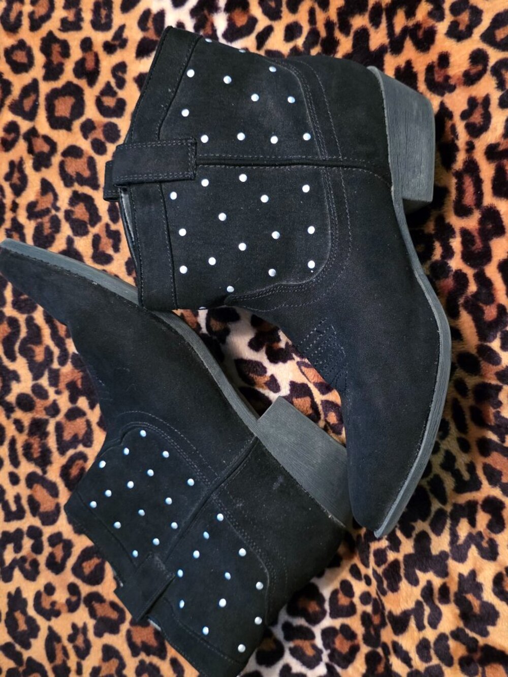 Sam Edelman CIRCUS Studded Black Suede Ankle Boot Size 7.5